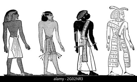 Engraved illustration showing an ancient Egyptian Pharaoh from a ...