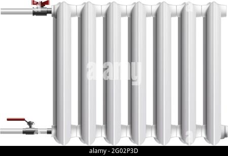 realistic vector icon of central heating battery, radiator. Isolated on white. Stock Vector