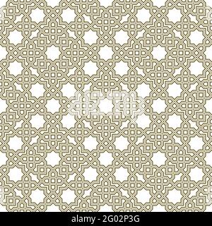 Seamless geometric ornament based on traditional islamic art.Brown color lines.Great design for fabric,textile,cover,wrapping paper,background.Triple Stock Vector