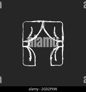 Curtains chalk white icon on dark background Stock Vector