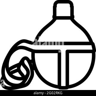 Icon Of Touristic Flask. Editable Bold Outline Design. Vector Illustration. Stock Vector