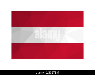 Vector isolated illustration. National Austrian. flag with three bands of color: red, white, red. Official symbol of Austria. Creative design in low p Stock Vector