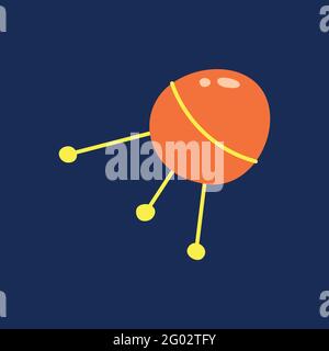 Space station isolated vector illustration, satellite flight flat style. Stock Vector