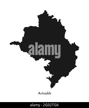 Vector isolated simplified illustration icon with black silhouette of Artsakh (Nagorno-Karabakh Republic) map. White background. Stock Vector