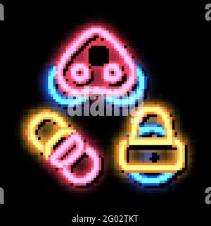 Rollers Detail Rope Movement Equipment neon glow icon illustration Stock Vector