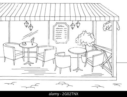 restaurant black and white clipart