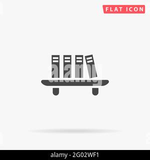 Books on the Bookshelf flat vector icon. Hand drawn style design illustrations. Stock Vector
