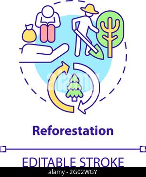 Reforestation concept icon Stock Vector