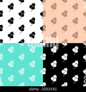 set of seamless patterns with ship bell with rope in retro style. Ornament for decoration and printing on fabric. Design element. Vector Stock Vector
