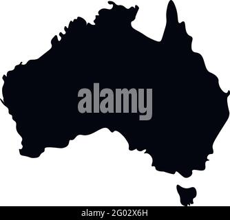 Vector isolated simplified illustration icon with black silhouette of Australia map. White background Stock Vector