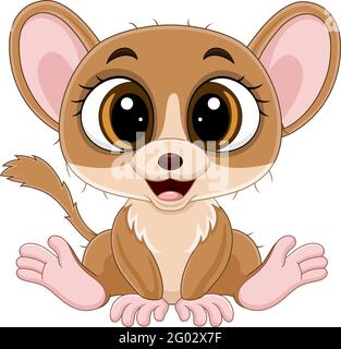 Cute little mouse lemur cartoon sitting Stock Vector