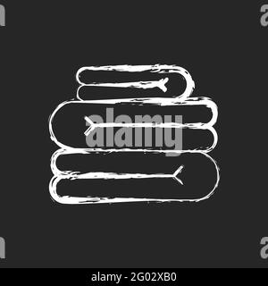 Towel stack chalk white icon on dark background Stock Vector