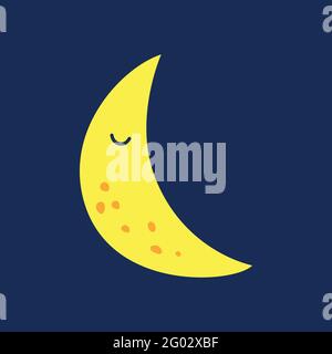 Cute moon, vector illustration, baby icon EPS10 Stock Vector