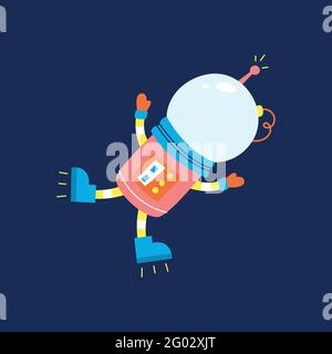 Flat design, Astronaut floats in space, Vector illustration, Infographic element. Stock Vector