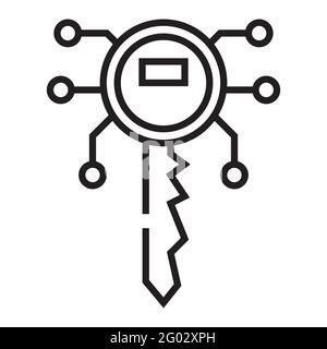 Crypto wallet key outline icon isolated on white background. Stock Vector