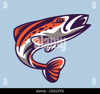 Salmon in cartoon style. Beautiful underwater inhabitant Stock Vector