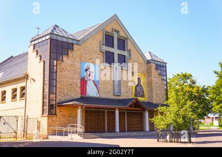 POZNAN, POLAND - Apr 11, 2016: Exterior of a church on the Polan area Stock Photo