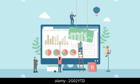 Data analysis concept vector banner illustration Stock Vector