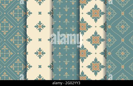 Vintage seamless patterns. Elegant abstract ornaments. Vector set. Stock Vector
