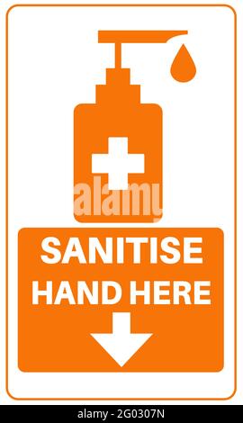 Hand sanitise here protect with corona and other virus bacteria. Stock Vector