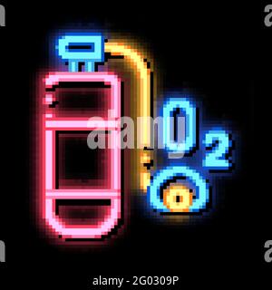 Oxygen Cylinder Alpinism Equipment neon glow icon illustration Stock Vector