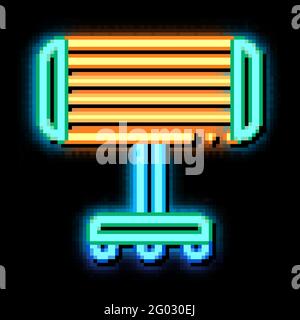 Portable Heating Device On Rollers neon glow icon illustration Stock Vector