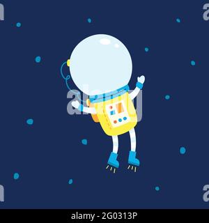 Flat design, Astronaut floats in space, Vector illustration, Infographic element. Stock Vector