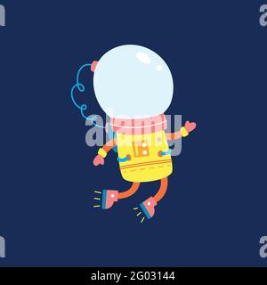 Flat design, Astronaut floats in space, Vector illustration, Infographic element. Stock Vector
