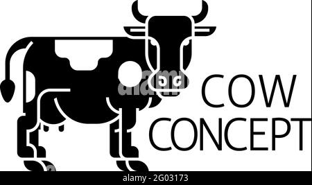 Cow Sign Label Icon Concept Stock Vector