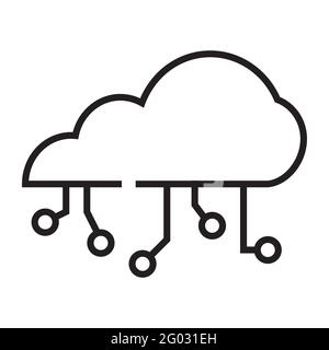 Cloud storage in crypto business outline icon isolated on white background Stock Vector