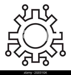 Cryptocurrency mining settings outline icon isolated on white background Stock Vector
