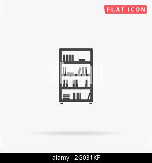 Bookcase flat vector icon. Hand drawn style design illustrations. Stock Vector