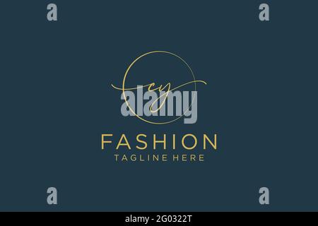 CY Feminine logo beauty monogram and elegant logo design, handwriting logo of initial signature, wedding, fashion, floral and botanical with creative Stock Vector