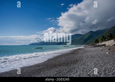 Embankment in the city of Gagra in the Republic of Abkhazia. Clear sunny day May 10, 2021 Stock Photo