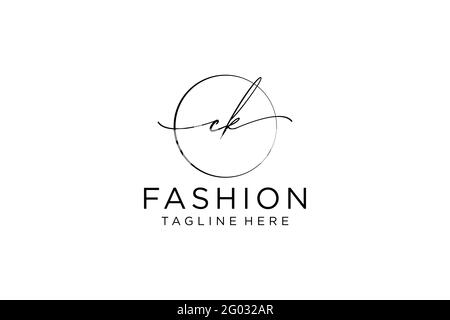 CK Feminine logo beauty monogram and elegant logo design, handwriting logo of initial signature, wedding, fashion, floral and botanical with creative Stock Vector