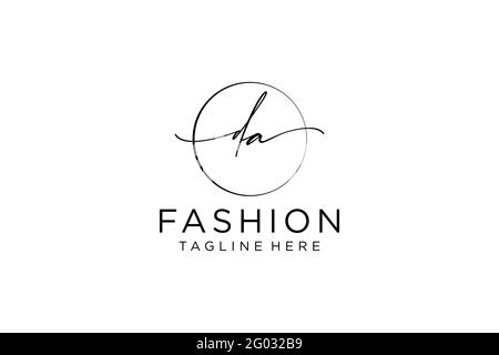 DA Feminine logo beauty monogram and elegant logo design, handwriting logo of initial signature, wedding, fashion, floral and botanical with creative Stock Vector