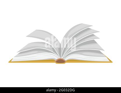 Vector illustration of an open book. Isolated illustration of flipping pages. Stock Vector
