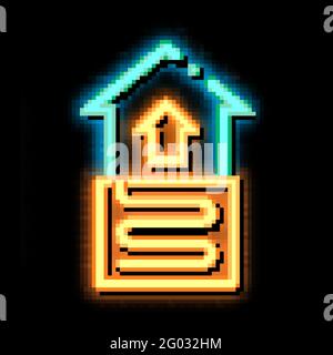 House Room Floor Heating Equipment neon glow icon illustration Stock Vector