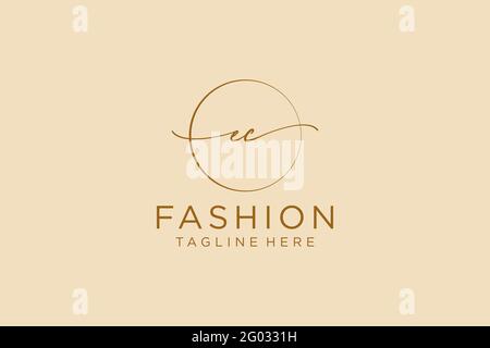 EC Feminine logo beauty monogram and elegant logo design, handwriting logo of initial signature, wedding, fashion, floral and botanical with creative Stock Vector