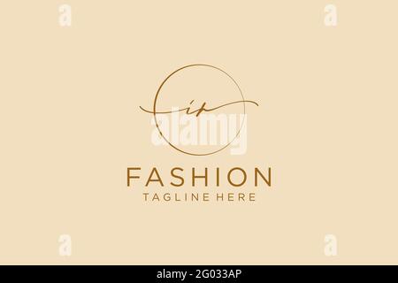 IR Feminine logo beauty monogram and elegant logo design, handwriting logo of initial signature, wedding, fashion, floral and botanical with creative Stock Vector