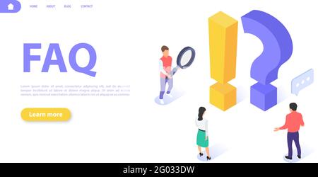 Questions and answers concept. Men and women are looking for answers to frequently asked questions. Online support and successful problem solving. Fla Stock Vector