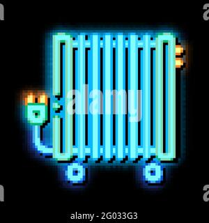 Portable Oil Radiator Heating System neon glow icon illustration Stock Vector