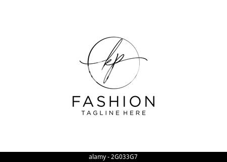 KP Feminine logo beauty monogram and elegant logo design, handwriting logo of initial signature, wedding, fashion, floral and botanical with creative Stock Vector