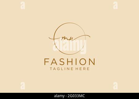 MW Feminine logo beauty monogram and elegant logo design, handwriting logo of initial signature, wedding, fashion, floral and botanical with creative Stock Vector