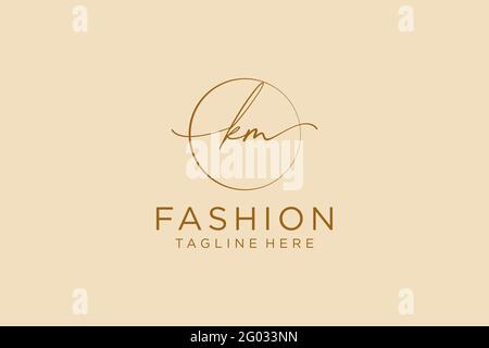 KM Feminine logo beauty monogram and elegant logo design, handwriting logo of initial signature, wedding, fashion, floral and botanical with creative Stock Vector