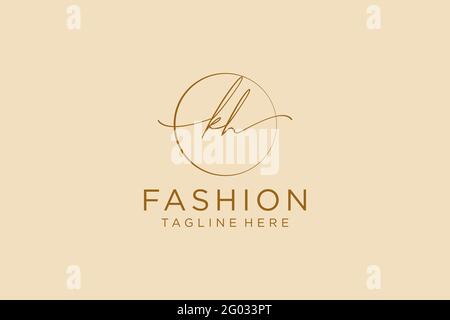 KH Feminine logo beauty monogram and elegant logo design, handwriting logo of initial signature, wedding, fashion, floral and botanical with creative Stock Vector
