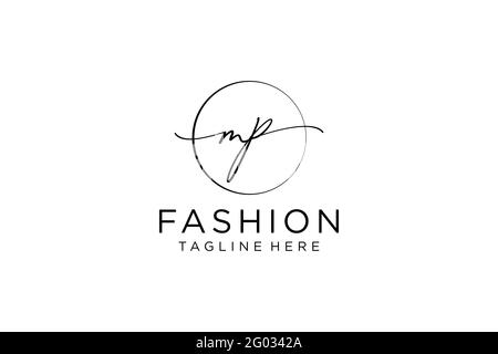 MP Feminine logo beauty monogram and elegant logo design, handwriting logo of initial signature, wedding, fashion, floral and botanical with creative Stock Vector