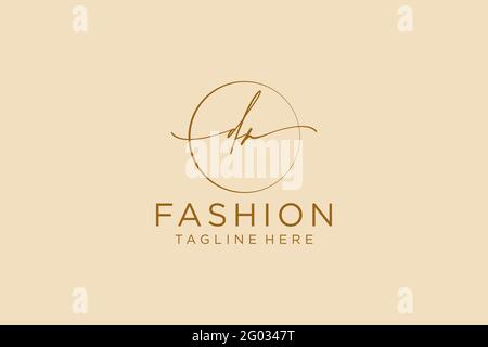 DR Feminine logo beauty monogram and elegant logo design, handwriting logo of initial signature, wedding, fashion, floral and botanical with creative Stock Vector