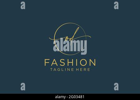 OD Feminine logo beauty monogram and elegant logo design, handwriting logo of initial signature, wedding, fashion, floral and botanical with creative Stock Vector
