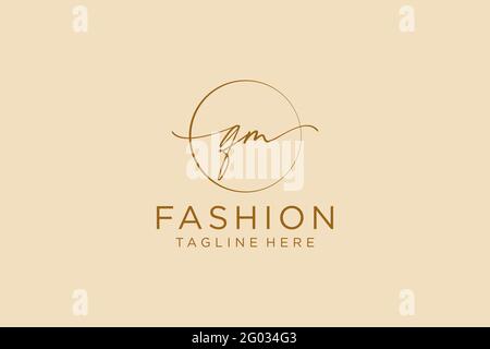 QM Feminine logo beauty monogram and elegant logo design, handwriting logo of initial signature, wedding, fashion, floral and botanical with creative Stock Vector